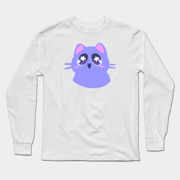 Starry Eyed Catto Long Sleeve T-Shirt by silly cattos